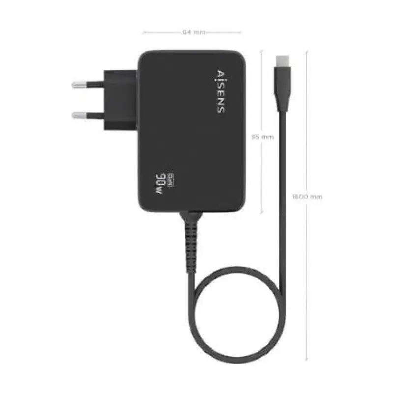 Cargador Gan de Pared Aisens ASCH-1PD90WL034-BK/ 1xUSB Tipo-C + Cable 1.8m/ 90W Cargador Gan de Pared Aisens ASCH-1PD90WL034-BK/ 1xUSB Tipo-C + Cable 1.8m/ 90W