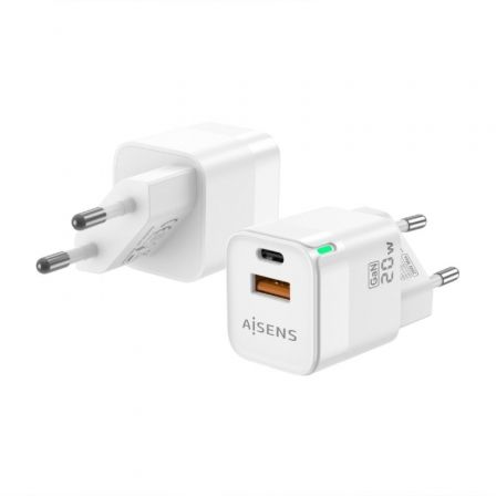 Cargador Gan de Pared Aisens ASCH-20W2P002-W/ 1xUSB Tipo-C/ 1xUSB/ 20W Cargador Gan de Pared Aisens ASCH-20W2P002-W/ 1xUSB Tipo-C/ 1xUSB/ 20W