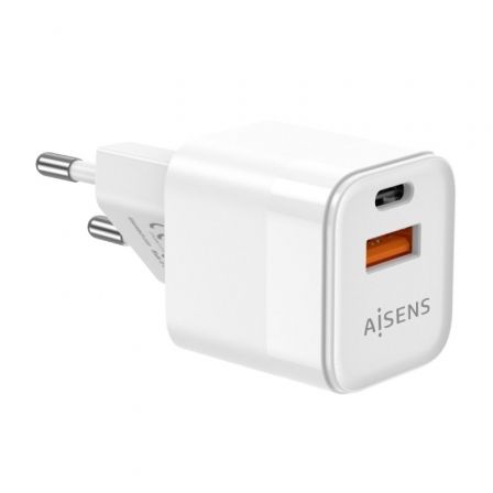 Cargador Gan de Pared Aisens ASCH-20W2P002-W/ 1xUSB Tipo-C/ 1xUSB/ 20W Cargador Gan de Pared Aisens ASCH-20W2P002-W/ 1xUSB Tipo-C/ 1xUSB/ 20W
