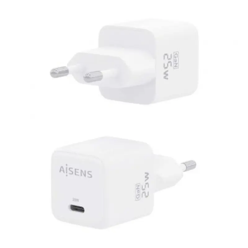 Cargador Gan de Pared Aisens ASCH-25W1P012-W/ 1xUSB Tipo-C/ 25W Cargador Gan de Pared Aisens ASCH-25W1P012-W/ 1xUSB Tipo-C/ 25W