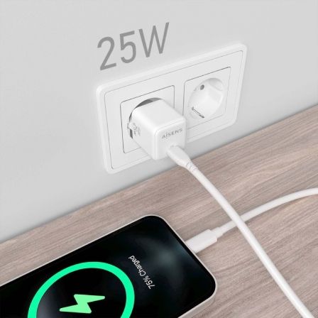 Cargador Gan de Pared Aisens ASCH-25W1P012-W/ 1xUSB Tipo-C/ 25W Cargador Gan de Pared Aisens ASCH-25W1P012-W/ 1xUSB Tipo-C/ 25W