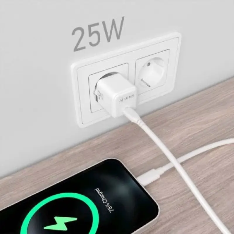 Cargador Gan de Pared Aisens ASCH-25W1P012-W/ 1xUSB Tipo-C/ 25W Cargador Gan de Pared Aisens ASCH-25W1P012-W/ 1xUSB Tipo-C/ 25W