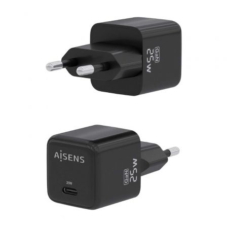 Cargador Gan de Pared Aisens ASCH-25W1P013-BK/ 1xUSB Tipo-C/ 25W Cargador Gan de Pared Aisens ASCH-25W1P013-BK/ 1xUSB Tipo-C/ 25W