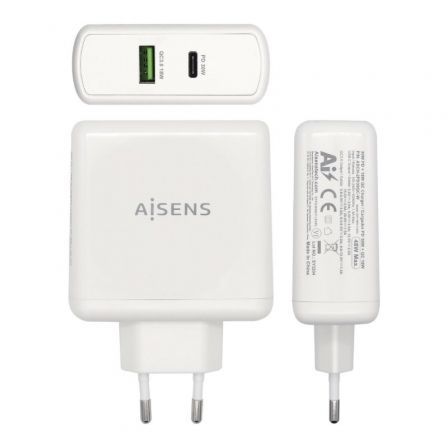 Cargador de Pared Aisens ASCH-2PD30QC-W/ 1xUSB Tipo-C/ 1x USB/ 48W Cargador de Pared Aisens ASCH-2PD30QC-W/ 1xUSB Tipo-C/ 1x USB/ 48W