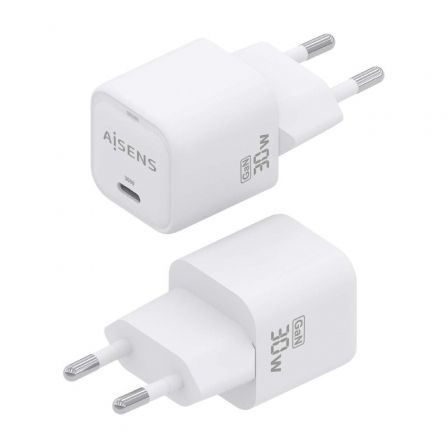 Cargador Gan de Pared Aisens ASCH-30W1P018-W/ 1xUSB Tipo-C/ 30W Cargador Gan de Pared Aisens ASCH-30W1P018-W/ 1xUSB Tipo-C/ 30W