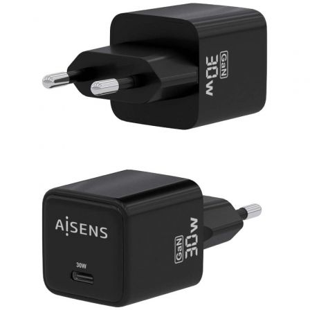 Cargador Gan de Pared Aisens ASCH-30W1P036-BK/ 1xUSB Tipo-C/ 30W Cargador Gan de Pared Aisens ASCH-30W1P036-BK/ 1xUSB Tipo-C/ 30W
