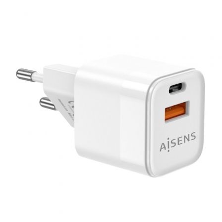 Cargador Gan de Pared Aisens ASCH-30W2P004-W/ 1xUSB Tipo-C/ 1xUSB/ 30W Cargador Gan de Pared Aisens ASCH-30W2P004-W/ 1xUSB Tipo-C/ 1xUSB/ 30W