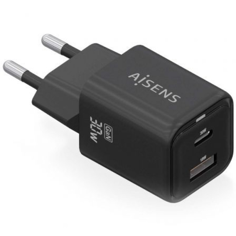 Cargador Gan de Pared Aisens ASCH-30W2P021-BK/ 1xUSB Tipo-C/ 1xUSB/ 30W Cargador Gan de Pared Aisens ASCH-30W2P021-BK/ 1xUSB Tipo-C/ 1xUSB/ 30W