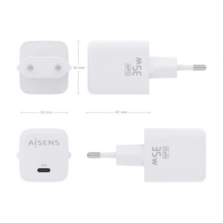 Cargador Gan de Pared Aisens ASCH-35W1P016-W/ 1xUSB Tipo-C/ 35W Cargador Gan de Pared Aisens ASCH-35W1P016-W/ 1xUSB Tipo-C/ 35W