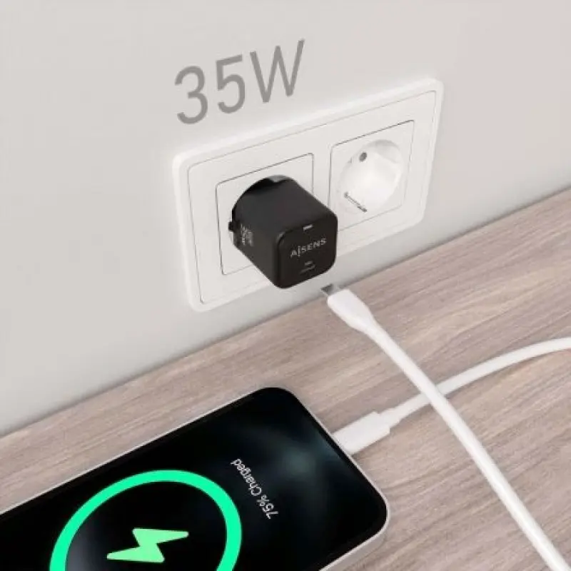 Cargador Gan de Pared Aisens ASCH-35W1P023-BK/ 1xUSB Tipo-C/ 35W Cargador Gan de Pared Aisens ASCH-35W1P023-BK/ 1xUSB Tipo-C/ 35W