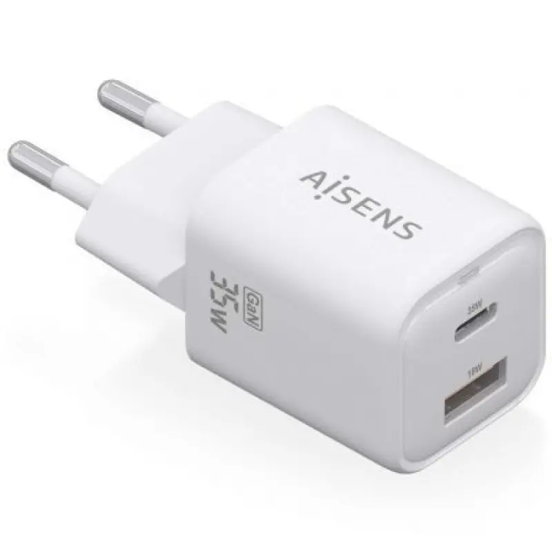 Cargador Gan de Pared Aisens ASCH-35W2P024-W/ 1xUSB Tipo-C/ 1xUSB/ 35W Cargador Gan de Pared Aisens ASCH-35W2P024-W/ 1xUSB Tipo-C/ 1xUSB/ 35W