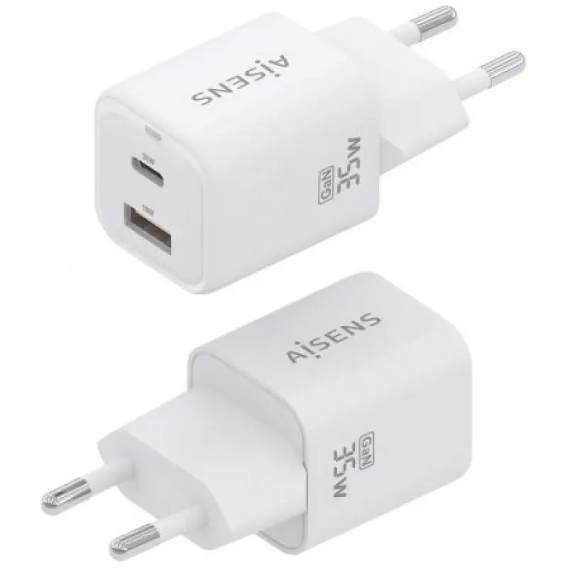 Cargador Gan de Pared Aisens ASCH-35W2P024-W/ 1xUSB Tipo-C/ 1xUSB/ 35W Cargador Gan de Pared Aisens ASCH-35W2P024-W/ 1xUSB Tipo-C/ 1xUSB/ 35W