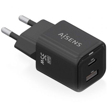 Cargador Gan de Pared Aisens ASCH-35W2P025-BK/ 1xUSB Tipo-C/ 1xUSB/ 35W Cargador Gan de Pared Aisens ASCH-35W2P025-BK/ 1xUSB Tipo-C/ 1xUSB/ 35W