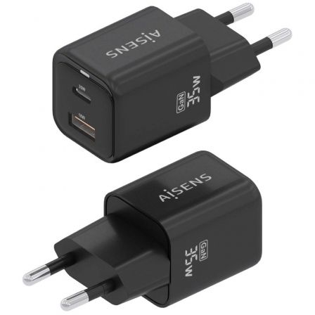 Cargador Gan de Pared Aisens ASCH-35W2P025-BK/ 1xUSB Tipo-C/ 1xUSB/ 35W Cargador Gan de Pared Aisens ASCH-35W2P025-BK/ 1xUSB Tipo-C/ 1xUSB/ 35W