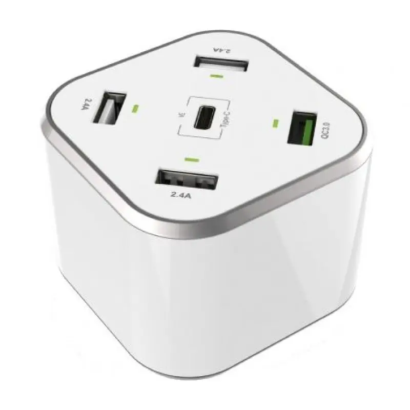 Cargador de Mesa Aisens ASCH-5PQC-W/ 1xUSB Tipo-C/ 4xUSB/ 48W Cargador de Mesa Aisens ASCH-5PQC-W/ 1xUSB Tipo-C/ 4xUSB/ 48W