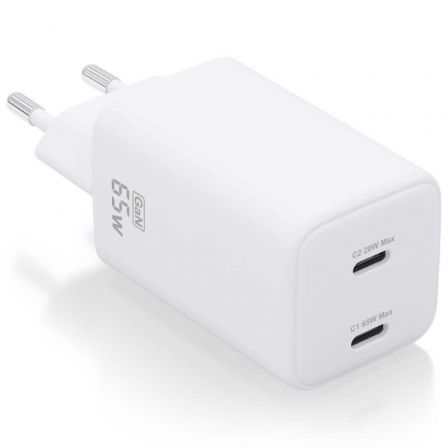 Cargador Gan de Pared Aisens ASCH-65W2P039-W/ 2xUSB Tipo-C/ 65W Cargador Gan de Pared Aisens ASCH-65W2P039-W/ 2xUSB Tipo-C/ 65W