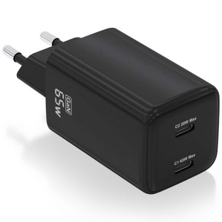 Cargador Gan de Pared Aisens ASCH-65W2P040-BK/ 2xUSB Tipo-C/ 65W Cargador Gan de Pared Aisens ASCH-65W2P040-BK/ 2xUSB Tipo-C/ 65W