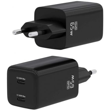 Cargador Gan de Pared Aisens ASCH-65W2P040-BK/ 2xUSB Tipo-C/ 65W Cargador Gan de Pared Aisens ASCH-65W2P040-BK/ 2xUSB Tipo-C/ 65W