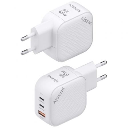Cargador Gan de Pared Aisens ASCH-65W3P026-W/ 2xUSB Tipo-C/ 1xUSB/ 65W Cargador Gan de Pared Aisens ASCH-65W3P026-W/ 2xUSB Tipo-C/ 1xUSB/ 65W