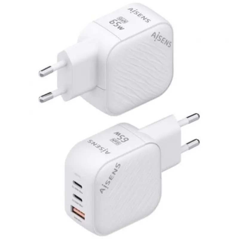 Cargador Gan de Pared Aisens ASCH-65W3P026-W/ 2xUSB Tipo-C/ 1xUSB/ 65W Cargador Gan de Pared Aisens ASCH-65W3P026-W/ 2xUSB Tipo-C/ 1xUSB/ 65W