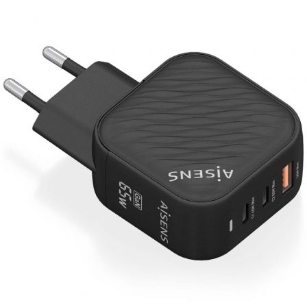 Cargador Gan de Pared Aisens ASCH-65W3P027-BK/ 2xUSB Tipo-C/ 1xUSB/ 65W Cargador Gan de Pared Aisens ASCH-65W3P027-BK/ 2xUSB Tipo-C/ 1xUSB/ 65W