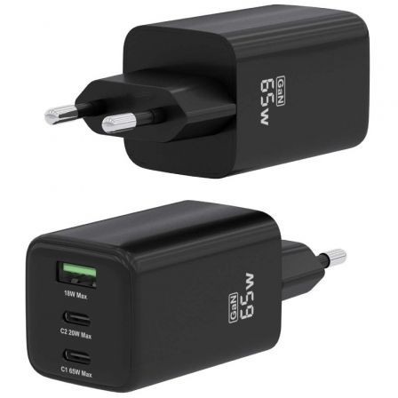Cargador Gan de Pared Aisens ASCH-65W3P042-BK/ 2xUSB Tipo-C/ 1xUSB/ 65W Cargador Gan de Pared Aisens ASCH-65W3P042-BK/ 2xUSB Tipo-C/ 1xUSB/ 65W