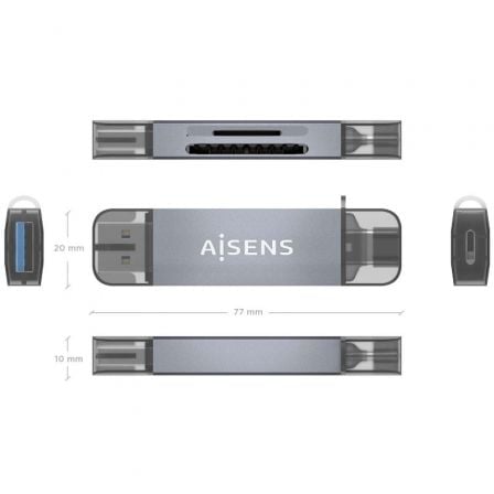 Lector de Tarjetas Externo Aisens ASCR-2AC08-GR/ USB 3.1 Lector de Tarjetas Externo Aisens ASCR-2AC08-GR/ USB 3.1