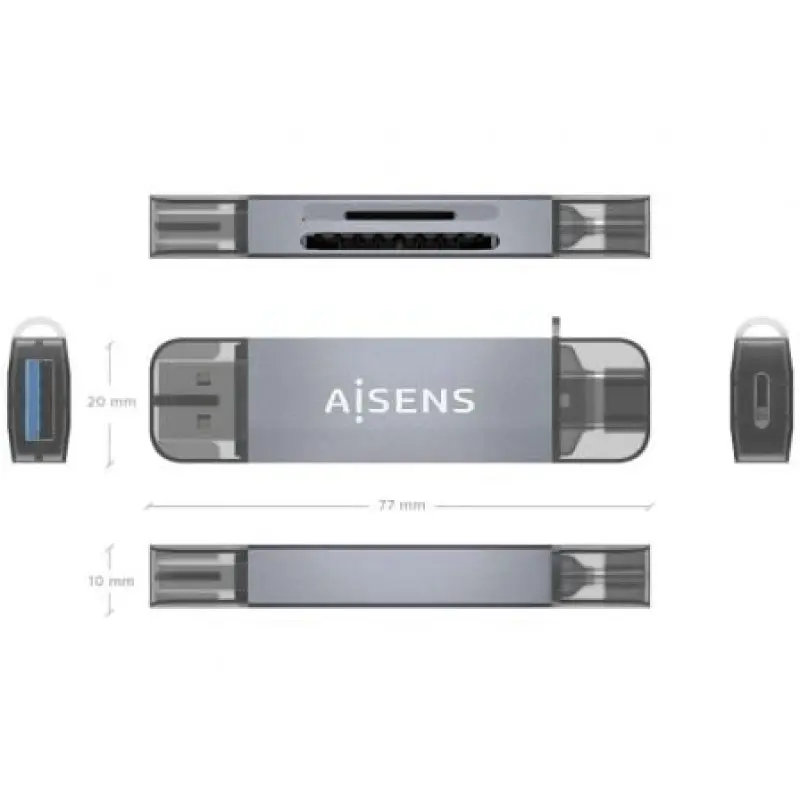 Lector de Tarjetas Externo Aisens ASCR-2AC08-GR/ USB 3.1 Lector de Tarjetas Externo Aisens ASCR-2AC08-GR/ USB 3.1