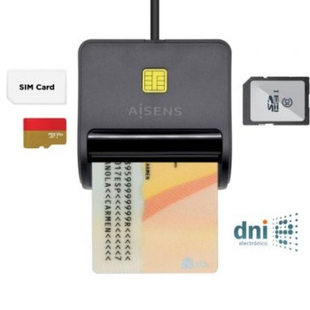 Lector de DNI y Tarjetas Aisens ASCR-SN02SD-BK/ Negro Lector de DNI y Tarjetas Aisens ASCR-SN02SD-BK/ Negro