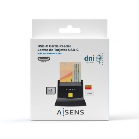Lector de DNI y Tarjetas Aisens ASCR-SN04CSD-BK/ USB Tipo-C/ Negro Lector de DNI y Tarjetas Aisens ASCR-SN04CSD-BK/ USB Tipo-C/ Negro