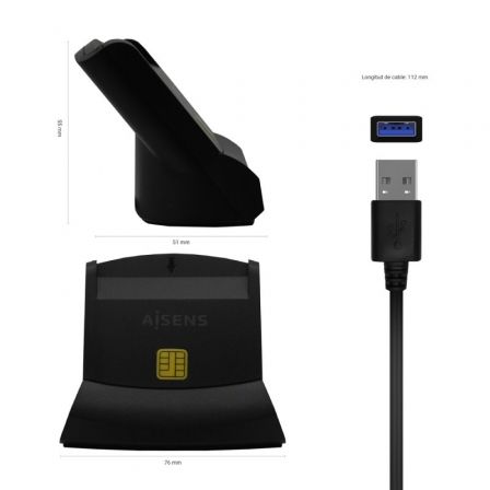 Lector de DNI y Tarjetas Aisens ASCR-SN05-BK/ Negro Lector de DNI y Tarjetas Aisens ASCR-SN05-BK/ Negro