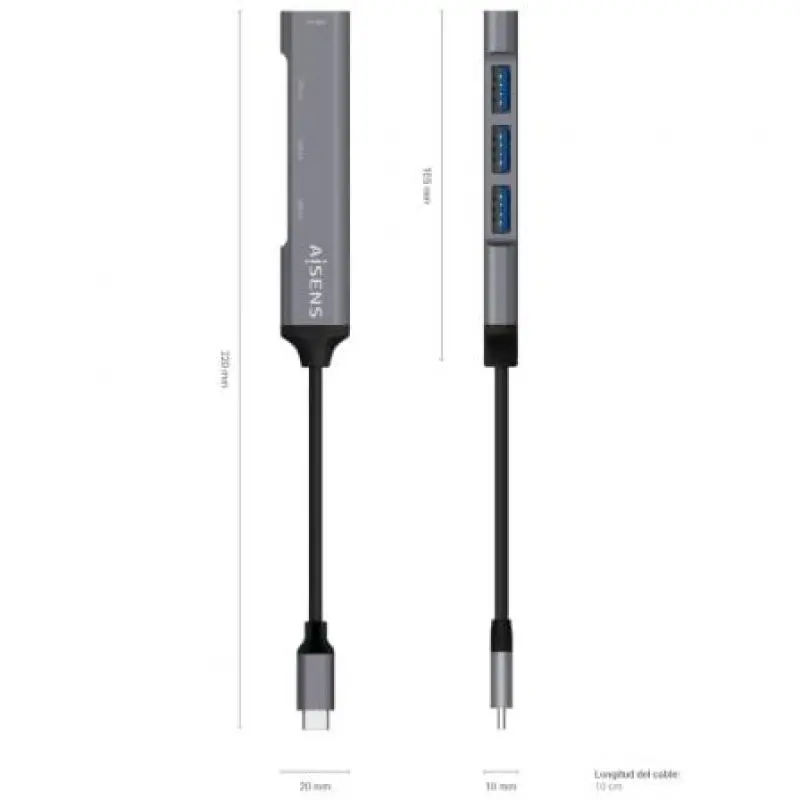 Hub USB Tipo-C Aisens A109-0541/ 4xUSB Hub USB Tipo-C Aisens A109-0541/ 4xUSB