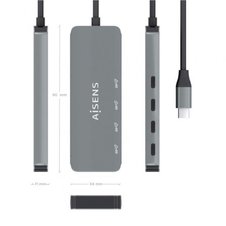 Hub USB Tipo-C Aisens A109-0695/ 4xUSB Tipo-C/ Gris Hub USB Tipo-C Aisens A109-0695/ 4xUSB Tipo-C/ Gris