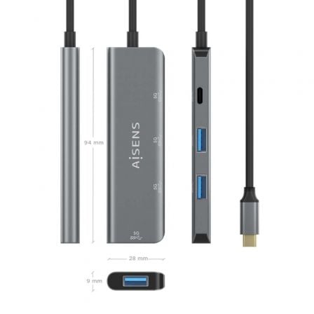 Hub USB Tipo-C Aisens A109-0762/ 3xUSB/ 1xUSB Tipo-C/ Gris Hub USB Tipo-C Aisens A109-0762/ 3xUSB/ 1xUSB Tipo-C/ Gris
