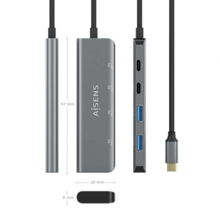 Hub USB Tipo-C Aisens A109-0763/ 2xUSB/ 2xUSB Tipo-C/ Gris Hub USB Tipo-C Aisens A109-0763/ 2xUSB/ 2xUSB Tipo-C/ Gris