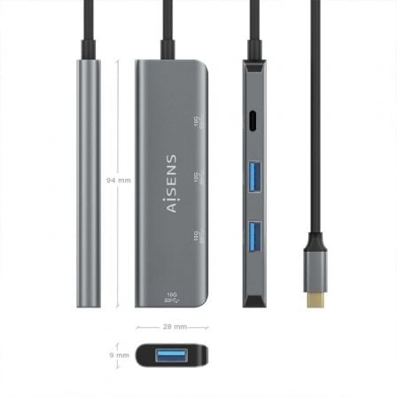Hub USB Tipo-C Aisens A109-0764/ 3xUSB/ 1xUSB Tipo-C/ Gris Hub USB Tipo-C Aisens A109-0764/ 3xUSB/ 1xUSB Tipo-C/ Gris