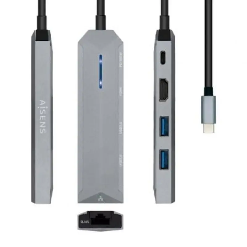 Docking USB Tipo-C Aisens ASUC-5P003-GR/ 1xHDMI/ 2xUSB/ 1xRJ45/ 1xUSB Tipo-C PD/ Gris Docking USB Tipo-C Aisens ASUC-5P003-GR/ 1xHDMI/ 2xUSB/ 1xRJ45/ 1xUSB Tipo-C PD/ Gris
