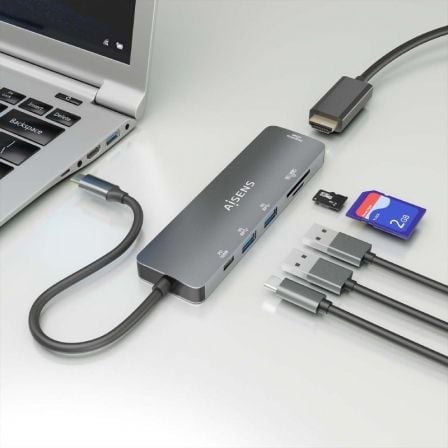 Docking USB Tipo-C Aisens ASUC-6P016-GR/ 1xHDMI/ 2xUSB/ 1xLector Tarjetas/ 1xUSB Tipo-C PD/ Gris Docking USB Tipo-C Aisens ASUC-6P016-GR/ 1xHDMI/ 2xUSB/ 1xLector Tarjetas/ 1xUSB Tipo-C PD/ Gris