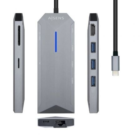 Docking USB Tipo-C Aisens ASUC-8P004-GR/ 1xHDMI/ 3xUSB/ 1xRJ45/ 1xLector Tarjetas / 1xUSB Tipo-C PD/ Gris Docking USB Tipo-C Aisens ASUC-8P004-GR/ 1xHDMI/ 3xUSB/ 1xRJ45/ 1xLector Tarjetas / 1xUSB Tipo-C PD/ Gris