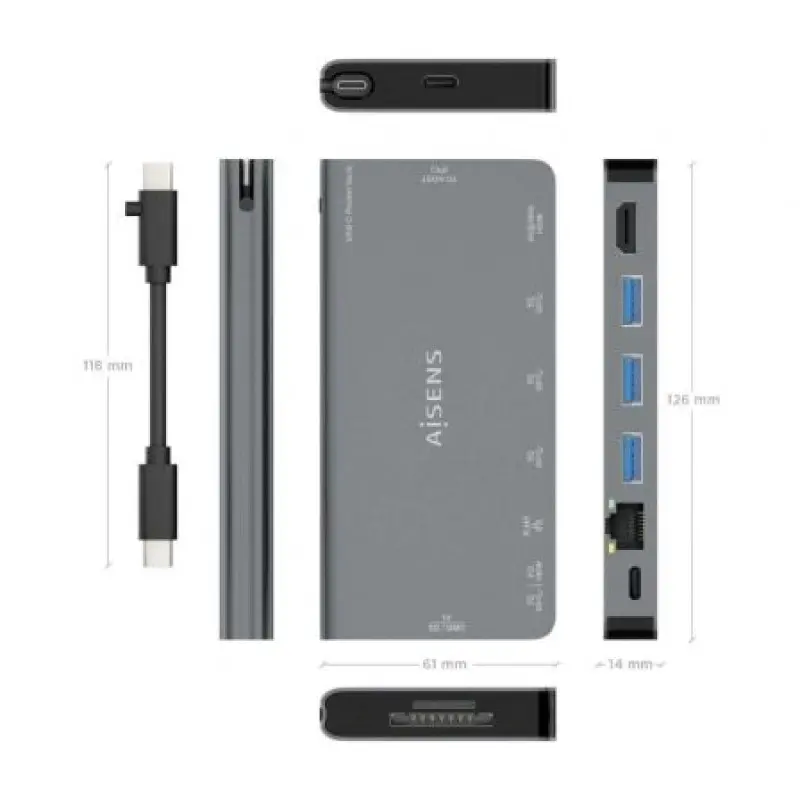 Docking USB Tipo-C Aisens ASUC-8P015-GR/ 1xHDMI/ 3xUSB/ 1xRJ45/ 1xLector Tarjetas / 1xUSB Tipo-C/ Gris Docking USB Tipo-C Aisens ASUC-8P015-GR/ 1xHDMI/ 3xUSB/ 1xRJ45/ 1xLector Tarjetas / 1xUSB Tipo-C/ Gris