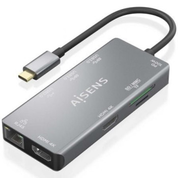 Docking USB Tipo-C Aisens ASUC-9P018-GR/ 2xHDMI/ 3xUSB/ 1xRJ45/ 1xLector Tarjetas/ 1xUSB Tipo-C PD/ Gris Docking USB Tipo-C Aisens ASUC-9P018-GR/ 2xHDMI/ 3xUSB/ 1xRJ45/ 1xLector Tarjetas/ 1xUSB Tipo-C PD/ Gris