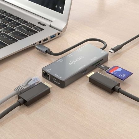 Docking USB Tipo-C Aisens ASUC-9P018-GR/ 2xHDMI/ 3xUSB/ 1xRJ45/ 1xLector Tarjetas/ 1xUSB Tipo-C PD/ Gris Docking USB Tipo-C Aisens ASUC-9P018-GR/ 2xHDMI/ 3xUSB/ 1xRJ45/ 1xLector Tarjetas/ 1xUSB Tipo-C PD/ Gris