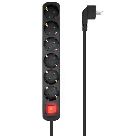 Regleta con Interruptor Aisens A154-0536/ 6 Tomas de Corriente/ Cable 1.4m/ Negro Regleta con Interruptor Aisens A154-0536/ 6 Tomas de Corriente/ Cable 1.4m/ Negro
