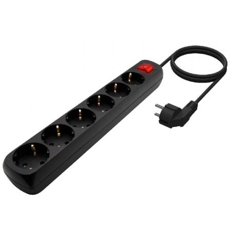 Regleta con Interruptor Aisens A154-0536/ 6 Tomas de Corriente/ Cable 1.4m/ Negro Regleta con Interruptor Aisens A154-0536/ 6 Tomas de Corriente/ Cable 1.4m/ Negro