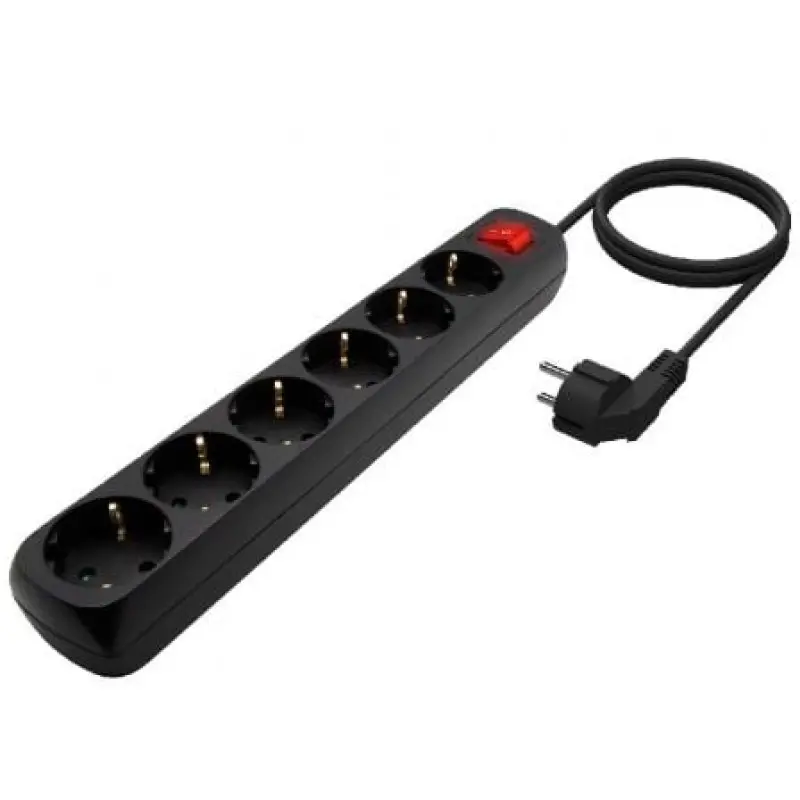 Regleta con Interruptor Aisens A154-0536/ 6 Tomas de Corriente/ Cable 1.4m/ Negro Regleta con Interruptor Aisens A154-0536/ 6 Tomas de Corriente/ Cable 1.4m/ Negro