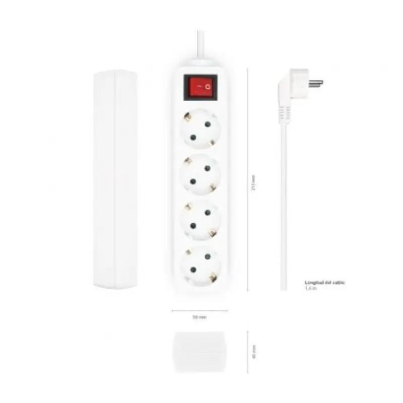 Regleta con Interruptor Aisens A154-0649/ 4 Tomas de Corriente/ Cable 1.4m/ Blanco Regleta con Interruptor Aisens A154-0649/ 4 Tomas de Corriente/ Cable 1.4m/ Blanco