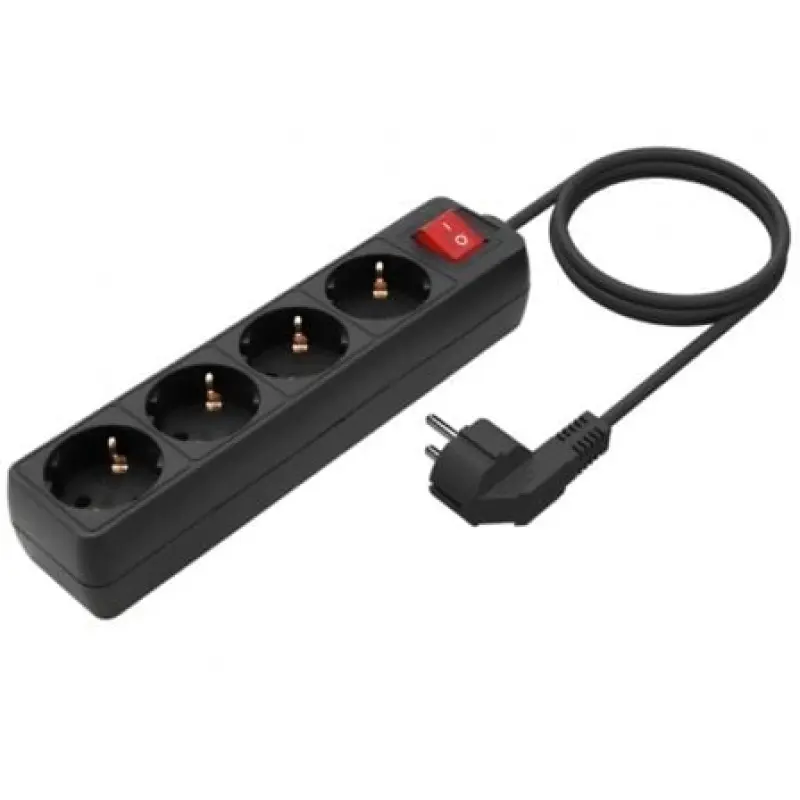 Regleta con Interruptor Aisens A154-0650/ 4 Tomas de Corriente/ Cable 1.4m/ Negro Regleta con Interruptor Aisens A154-0650/ 4 Tomas de Corriente/ Cable 1.4m/ Negro