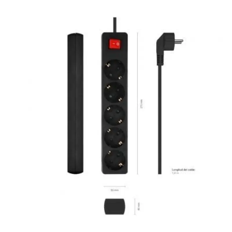 Regleta con Interruptor Aisens A154-0652/ 5 Tomas de Corriente/ Cable 1.4m/ Negro Regleta con Interruptor Aisens A154-0652/ 5 Tomas de Corriente/ Cable 1.4m/ Negro