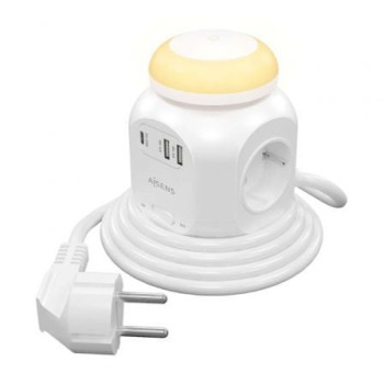 Regleta con Interruptor y Luz Nocturna Aisens ASPS-2A1CLPQ02-W/ 4 Tomas de Corriente/ 1 USB Tipo-C PD/ 2 USB/ Cable 1.8m/ Blanco Regleta con Interruptor y Luz Nocturna Aisens ASPS-2A1CLPQ02-W/ 4 Tomas de Corriente/ 1 USB Tipo-C PD/ 2 USB/ Cable 1.8m/ Blanco