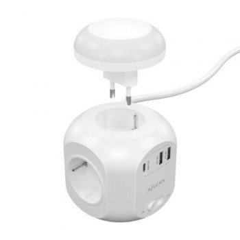 Regleta con Interruptor y Luz Nocturna Aisens ASPS-2A1CLPQ02-W/ 4 Tomas de Corriente/ 1 USB Tipo-C PD/ 2 USB/ Cable 1.8m/ Blanco Regleta con Interruptor y Luz Nocturna Aisens ASPS-2A1CLPQ02-W/ 4 Tomas de Corriente/ 1 USB Tipo-C PD/ 2 USB/ Cable 1.8m/ Blanco